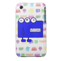 Cute Blue Cartoon Monster iPhone 3 Cases