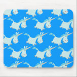 Cute Blue Cartoon Unicorn Herd!! mousepad
