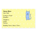 Cute Blue Cat Cartoon Business Card Template