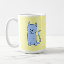 Cute Blue Cat Cartoon Coffee Mug