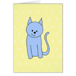 Cute Blue Cat Cartoon Greeting Card