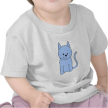 Cute Blue Cat Cartoon Tees
