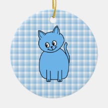 Cute Blue Cat. Christmas Tree Ornament