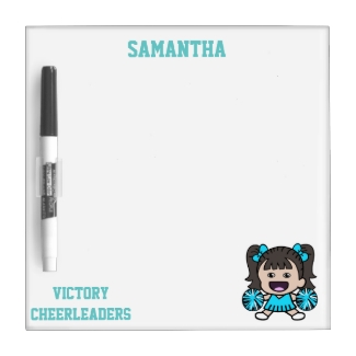 Cute Blue Cheerleader Dry Erase Board