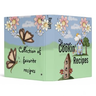 Cute Blue Country House Recipe Vinyl Binder