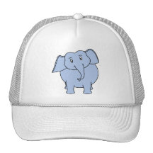 Cute Blue Elephant Cartoon. Mesh Hats