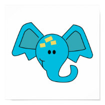 Cute Blue Elephant Face posters