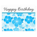 Cute blue flowers Birthday Postcard postcards