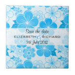 Cute blue flowers Save the date Tile tiles