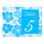 Cute blue flowers Table Number Postcard postcards