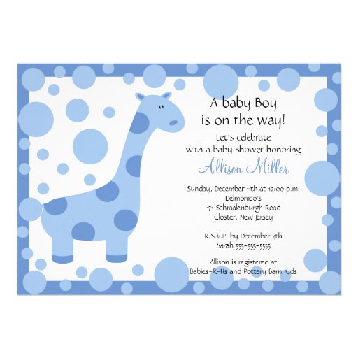  Giraffe Boy Baby Shower Invitation 5quot; X 7quot; Invitation Card  Za