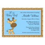 Cute Blue Giraffe Boy Baby Shower Personalized Invitation