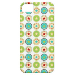 Cute Blue Green Stars inside Circles Pattern Print iPhone 5 Cover