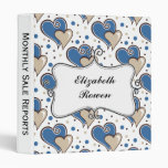 cute blue hearts girly,personalized binders