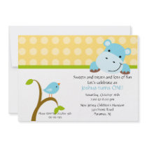 Cute Blue Hippo Birthday Invitation by celebrateitinvites Cute Blue Hippo Birthday Invitation