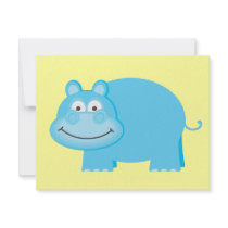 Cute Blue Hippo invitations