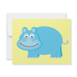 Cute Blue Hippo invitation