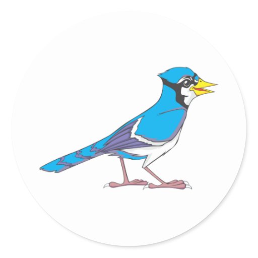 Cute Blue Jay Bird Cartoon Shirt Stickers | Zazzle