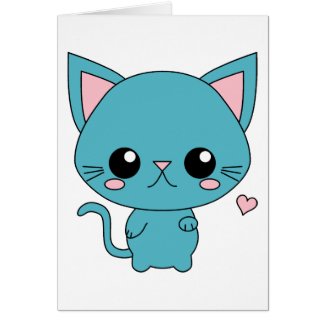 Cute Blue Kawaii Cat card