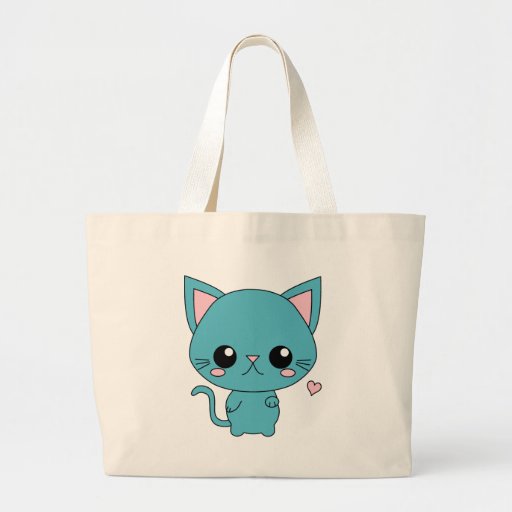 Cute Blue Kawaii Cat Tote Bag Cute Blue Kawaii Cat Tote Bag