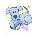 Cute Blue Kawaii Dog Girl's Ringer T-Shirt by MenagerieMayhem Cute Blue Kawaii Dog Girl's Ringer T-Shirt