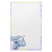 Cute Blue Kawaii Dog Stationery (Unlined)
