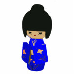 Cute Blue Kawaii Kokeshi Doll Photo sculpture