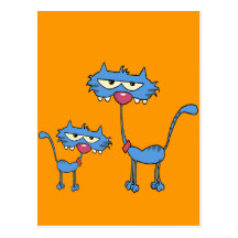 Cute blue kitten with it's Dad Post Cards