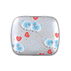 Cute Blue Love Birds and Red Love Hearts Pattern Candy Tins