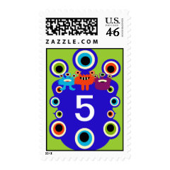 Cute Blue Monster Birthday Party Postage Stamps