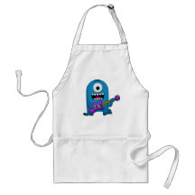 Cute Blue Monster Guitarist Aprons