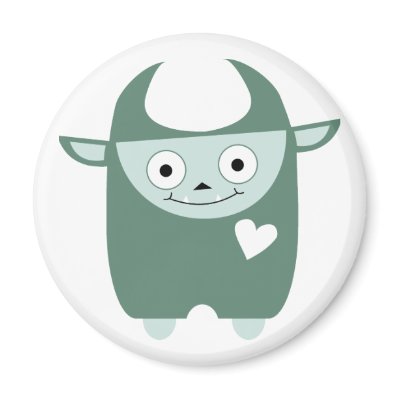 Cute Blue Monster Magnet by QueenHare