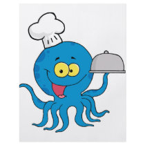 cute blue octopus chef with serving platter custom flyer