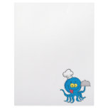 cute blue octopus chef with serving platter custom letterhead