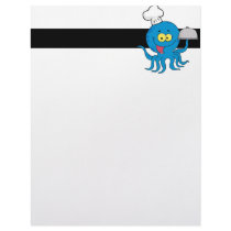 cute blue octopus chef with serving platter letterhead