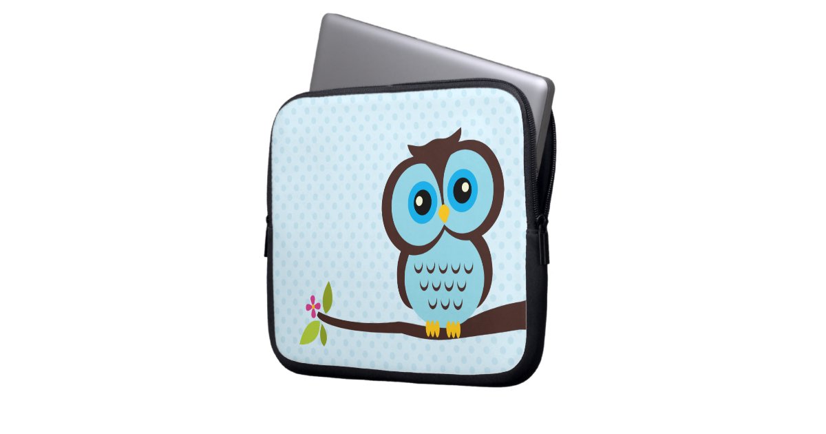 Cute Blue Owl Laptop Sleeve Zazzle