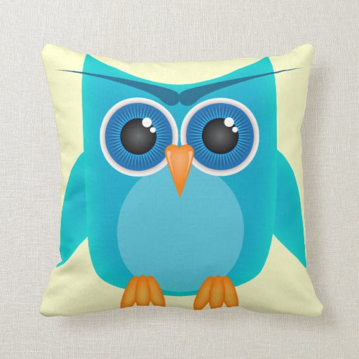 Cute Blue Owl Reversible Throw Pillow Zazzle