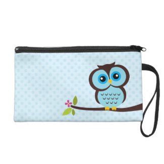 Cute Blue Owl Wristlet Clutch