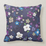 Cute blue purple flower retro pattern pillows