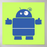 Cute Blue Robot Poster posters