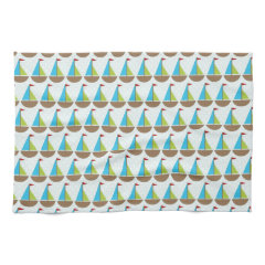 Cute Blue Sailboat Design for Boys Hand Towels