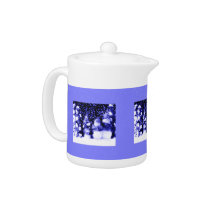Cute Blue Snowman Family Winter Snow Flakes