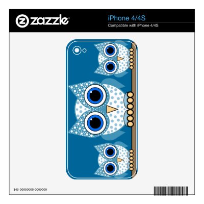 cute blue spotted owls decal for iphone 4