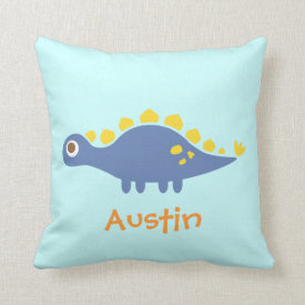 Cute Blue Stegosaurus Dinosaur For Kids Room Pillows