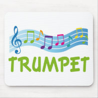 Cute Blue Trumpet Staff Mouse Pad