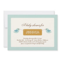 Cute Blue Twitters Baby Shower Invitation