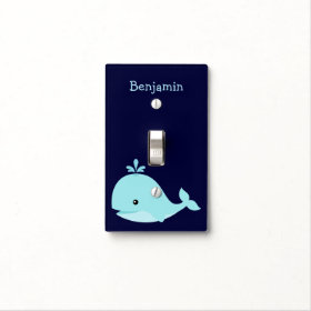 Cute Blue Whale Personalized Nursery Light Switch Covers