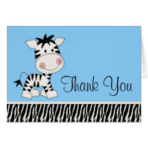 Cute Blue Zebra Thank You Cards