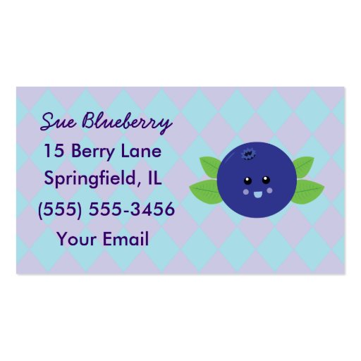 Cute Blueberry Business Cards (front side)
