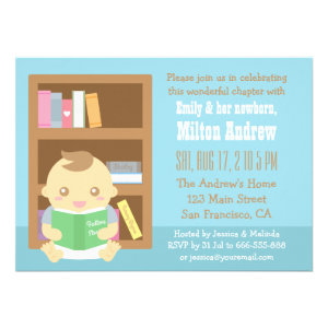 Cute Book Themed, Baby Boy Shower Invitation Announcements